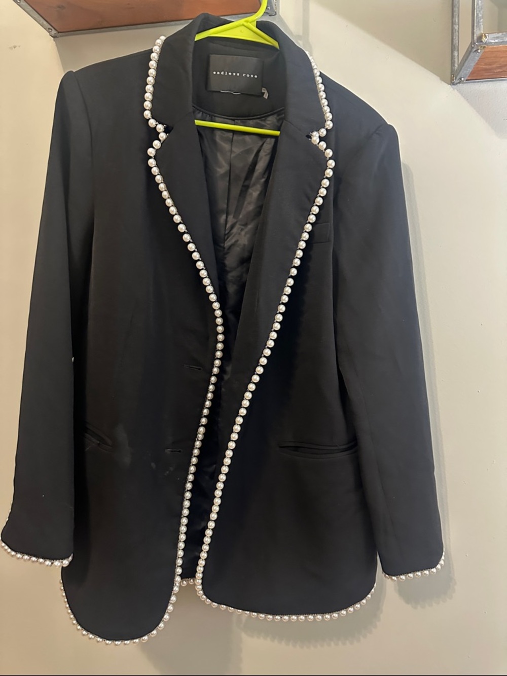 Endless Rose Black Pearl-Trim Blazer